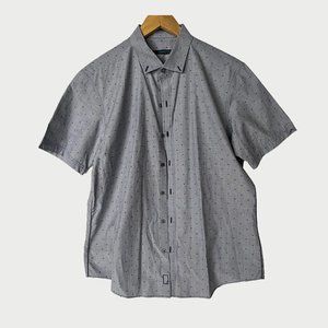 ZACHARY PRELL SHORT SLEEVE BUTTON DOWN - LIGHT BLUE WITH DOT PATTERN IN L